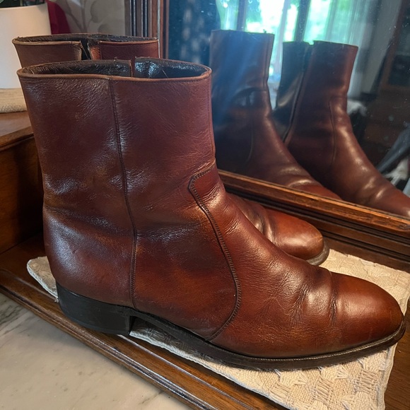 FLORSHEIM Classic Midtown Plain Toe Side Zipper Leather Ankle Boots Brown Sz‎ 10 - Picture 6 of 10